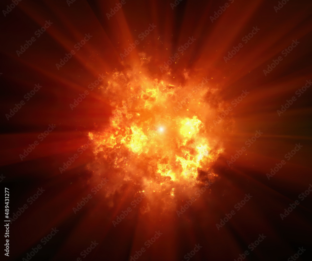 bright explosion flash with light rays. fire burst bright explosion flash with light rays. fire burst