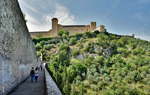 Spoleto, Rocca Albornoziana fortress seen from Ponte delle Torri photo