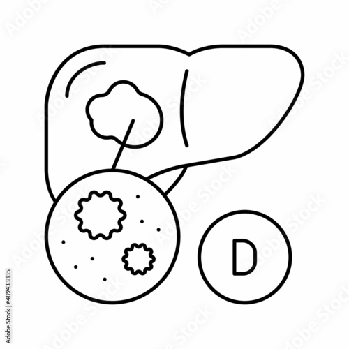 type d hepatitis line icon vector illustration
