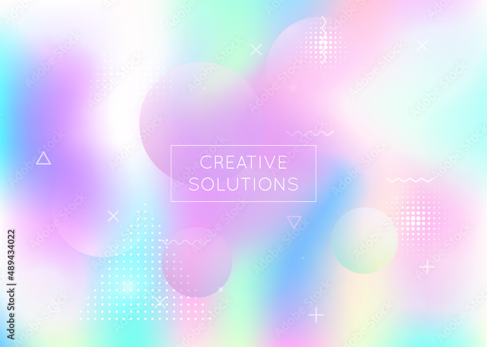 Holographic Pattern. Memphis Dots. Magic Fluorescent Template. V