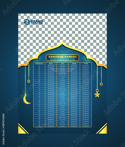 Ramadan calendar with sehri and iftar time schedule table