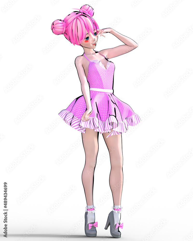 3D japanese anime girl. 3D japanese anime girl.