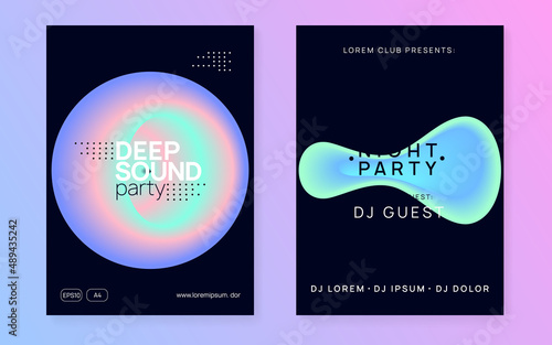 Trance Banner. Electronic And Nightlife Concept. Trendy Club Poster. Bright Effect For Set. Creative Background For Presentation Shape. Black And Turquoise Trance Banner