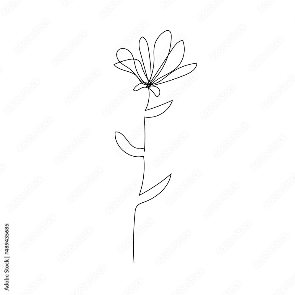 outline one line spring flower doodle handdrawn outline one line spring flower doodle handdrawn
