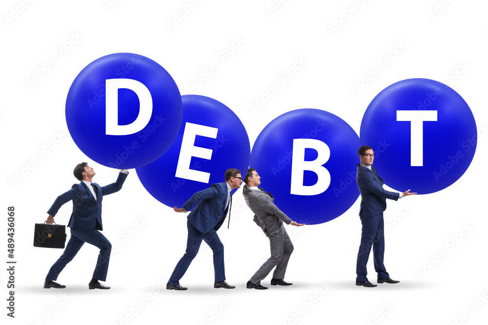 Businessmen in the load and debt concept Businessmen in the load and debt concept
