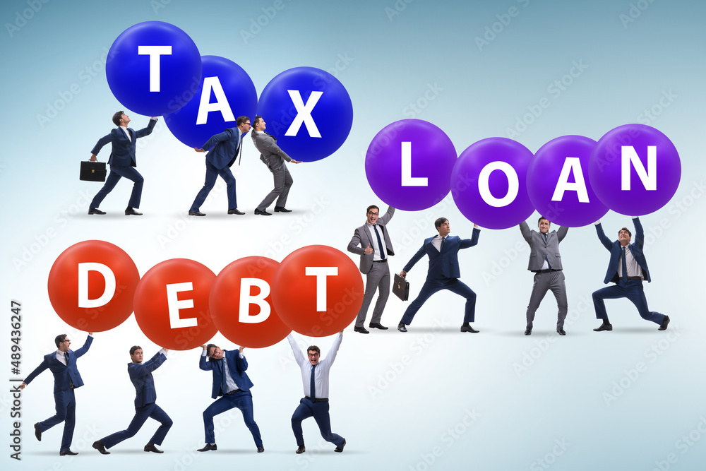 Businessmen in the load and debt concept Businessmen in the load and debt concept
