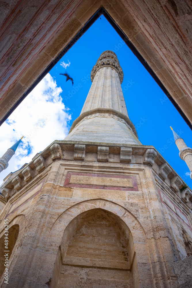 Islamic architecture. Minaret of Selimiye Mosque in Edirne