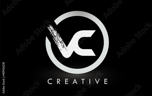 White VC Brush Letter Logo Design. Creative Brushed Letters Icon Logo.