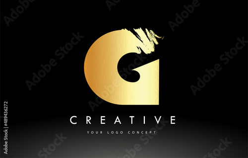 Golden G Brushed Letter Logo. Brush Letters design with Brush stroke design.