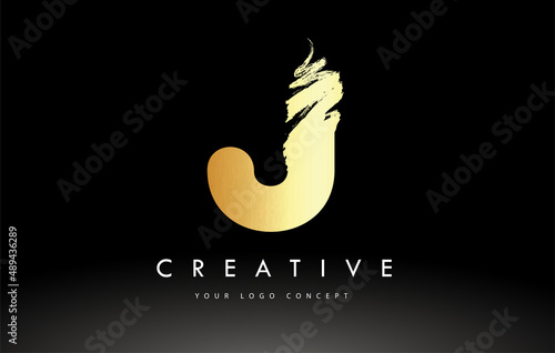 Wallpaper Mural Golden  Brushed Letter Logo. Brush Letters design with Brush stroke design. Torontodigital.ca