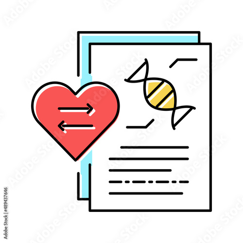 dna research for heart transplant color icon vector illustration
