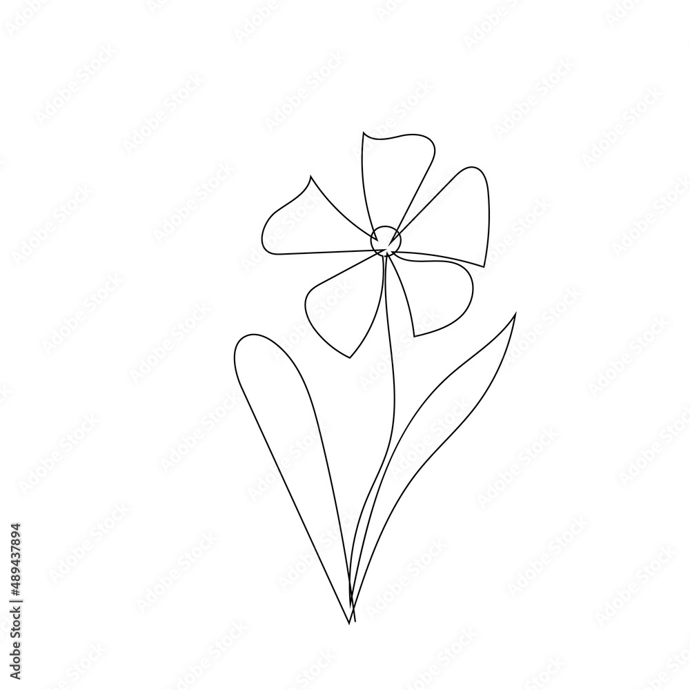 Fototapeta outline one line spring flower doodle handdrawn