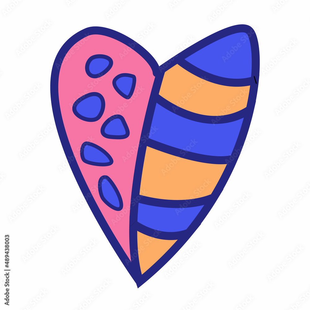 Cute love heart for valentines day. Vector doodle romantic composition for greeting card, poster, print and other design Cute love heart for valentines day. Vector doodle romantic composition for greeting card, poster, print and other design
