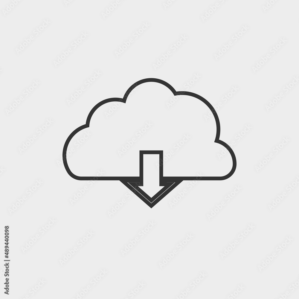 Cloud download vector icon illustration sign Cloud download vector icon illustration sign