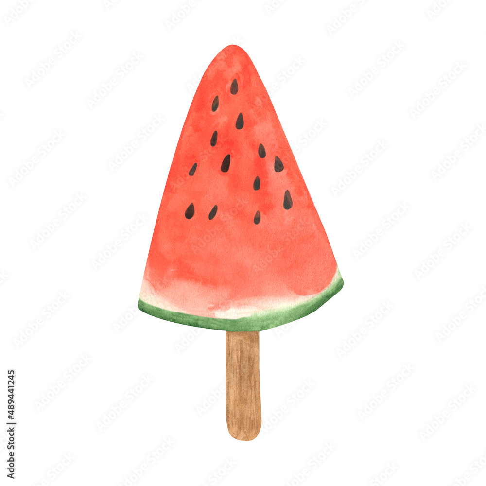 Watercolor watermelon ice cream clipart, summer ripe fruit. Watermelon party Watercolor watermelon ice cream clipart, summer ripe fruit. Watermelon party