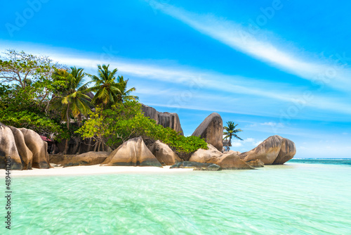 Anse Source D'Argent - the most beautiful beach of Seychelles. La Digue Island, Seychelles © Aleh Varanishcha