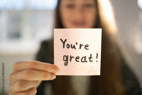 Compliment And Praise Message Sign photo