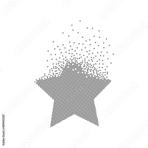 Star icon animated pixel dot art. Starburst pixel flat-solid. Dissolved and dispersed moving dot art. Unifying and integrative pixel motion. Modern icon Speed ​​and connection points.