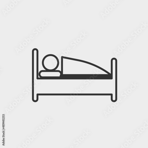Sleeping in bed vector icon illustration sign