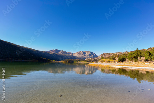 Morning view of the June Lake with fall colors