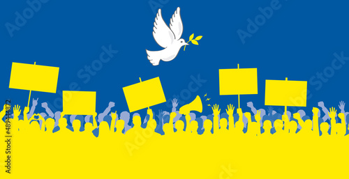 Ukraine demonstration für frieden mit friedenstaube