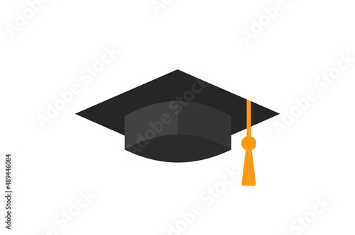 graduation cap icon, university or college graduation hat logo, student graduation cap diploma, vector illustration