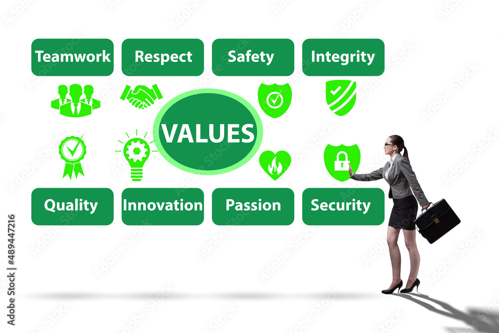 Businesswoman in the corporate values concept Businesswoman in the corporate values concept