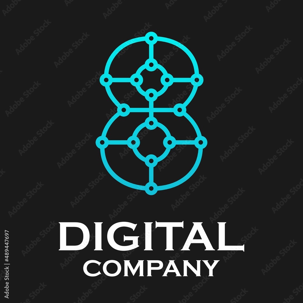 Obraz premium Number 8 digital logo template illustration
