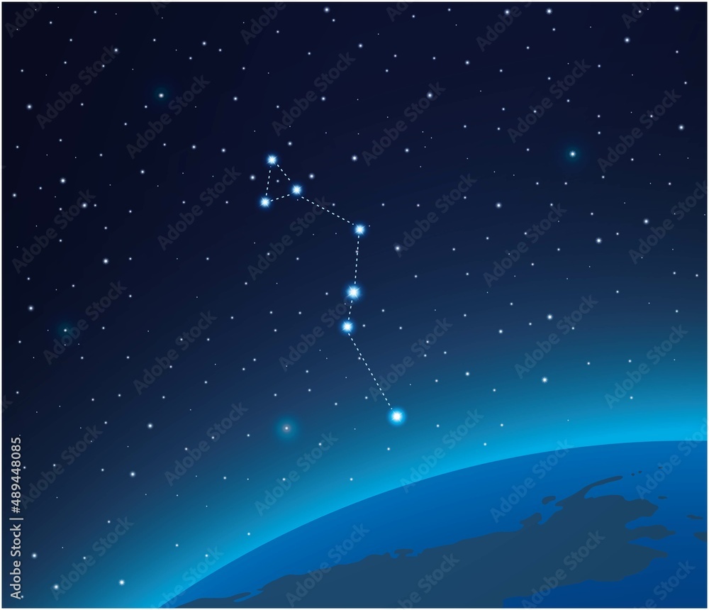 Constellation Serpens with planet in deep space Constellation Serpens with planet in deep space
