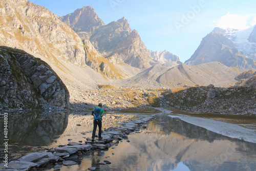 Slika na platnu Lake of les Vaches in the national Vanoise Park, French alps
