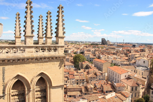 Beautiful aerial view over the historic center of Montpellier in southern France and capital of the Herault department