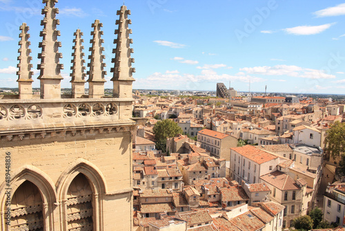 Beautiful aerial view over the historic center of Montpellier in southern France and capital of the Herault department