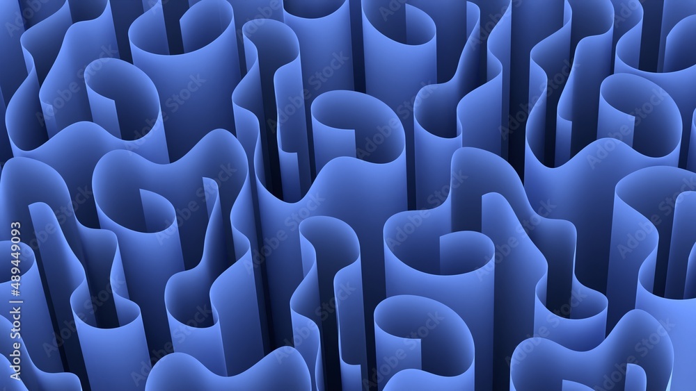 Obraz premium Blue abstract 3d illustration background, wavy and curved wallpaper that can be used for display, architecture, texture or design ideas