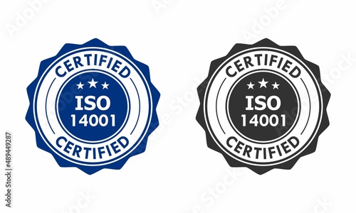 Certified iso 14001 logo template illustration