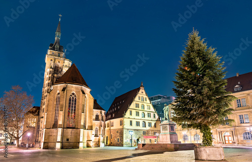 The Stiftskirche Church and the Schiller monument in Stuttgart, Germany