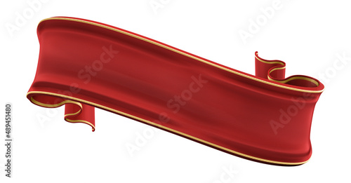 3d rendering red ribbon for composition