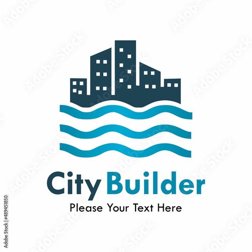 City builder logo template illustration-underwater city.