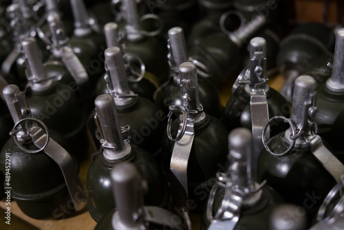 Hand grenades at a military warehouse in Ukraine photo