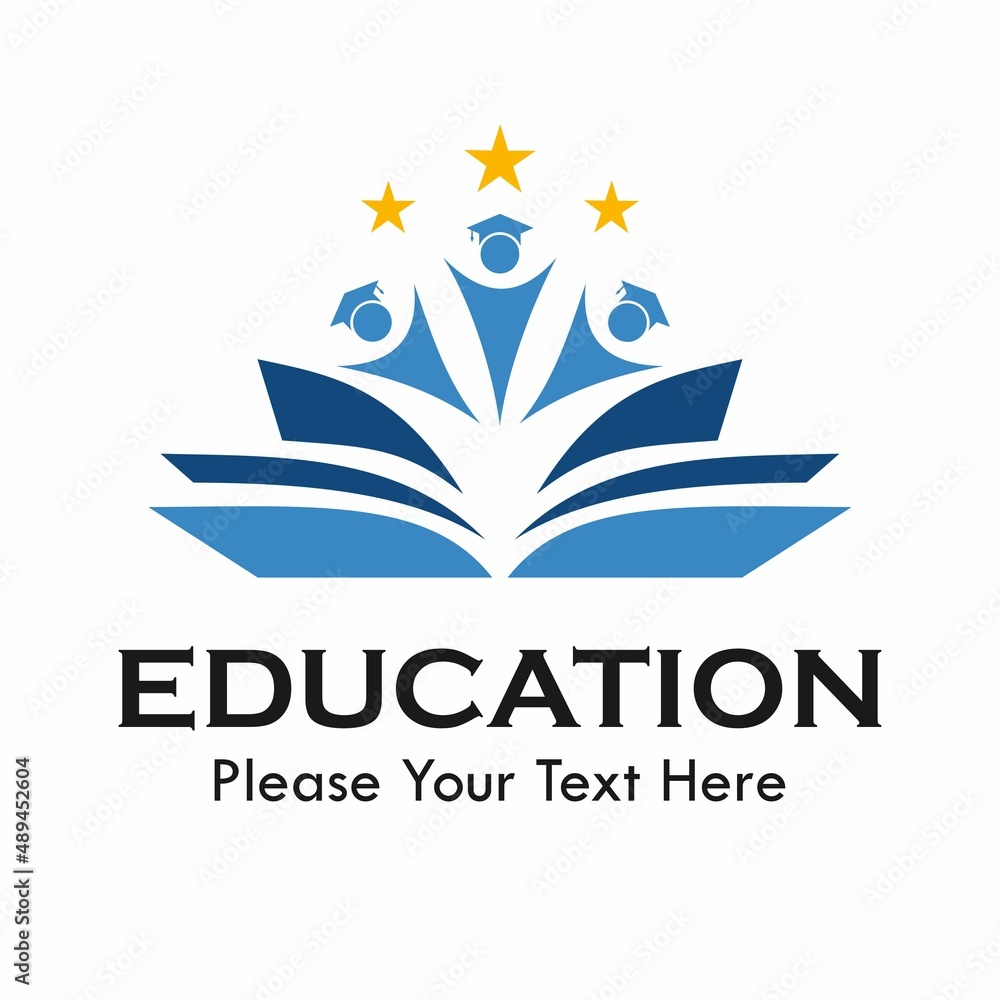 Education design logo template illustration. there are book with people with hat graduation (student) Education design logo template illustration. there are book with people with hat graduation (student)