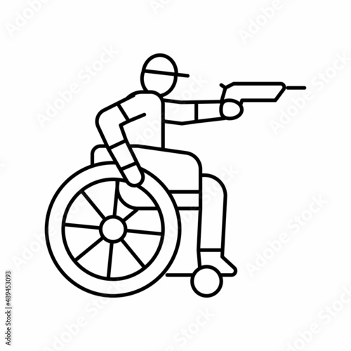 shooting handicapped athlete line icon vector illustration