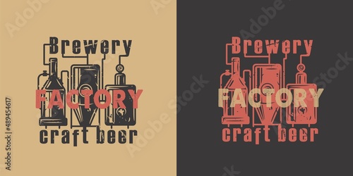Craft beer brewery,brewing factory emblem or logotype