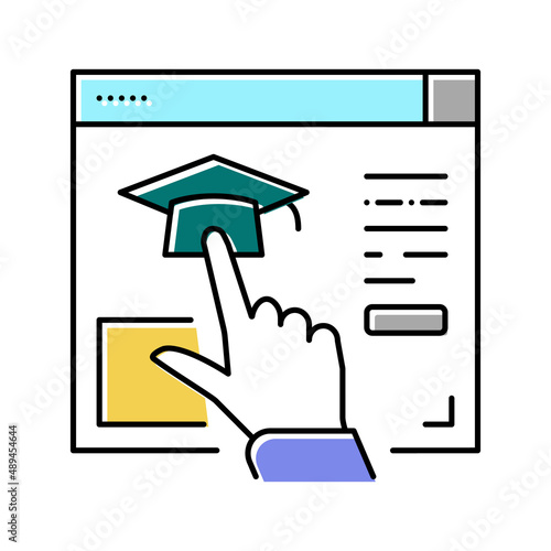 link to higher education resource color icon vector illustration