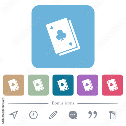 Card game solid flat icons on color rounded square backgrounds