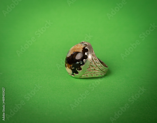 Men's silver ring with a very beautiful gemstone