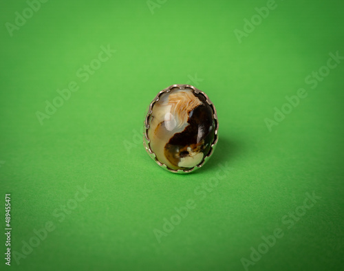 Men's silver ring with a very beautiful gemstone