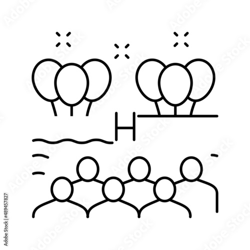pool kids party line icon vector illustration