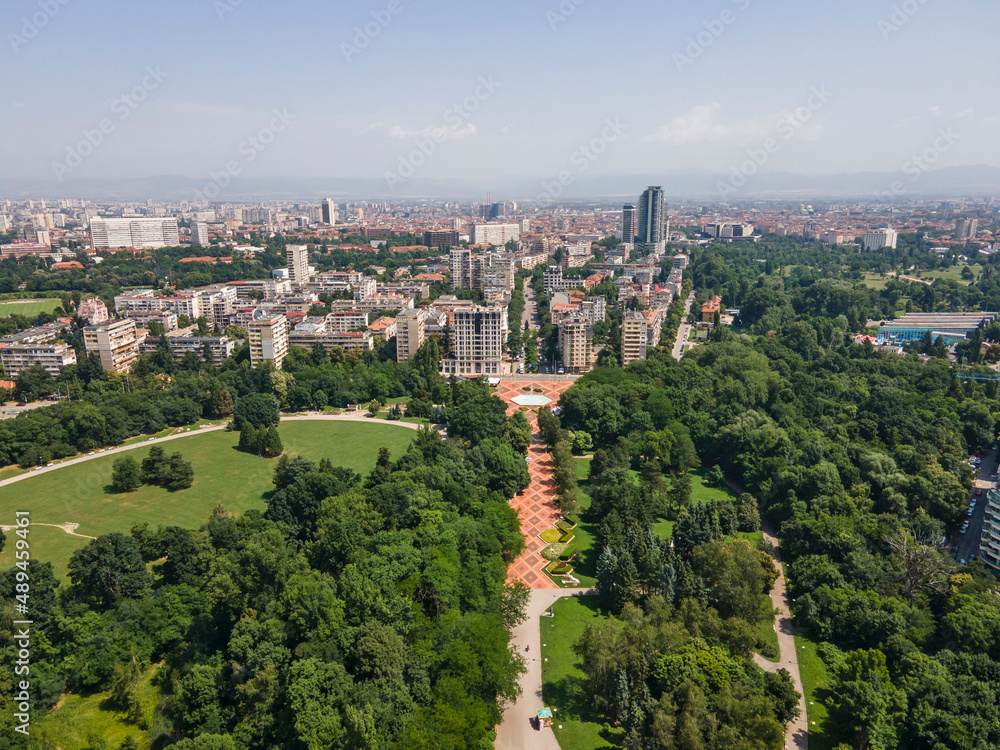 Fototapeta premium Aerial view of South Park in city of Sofia, Bulgaria