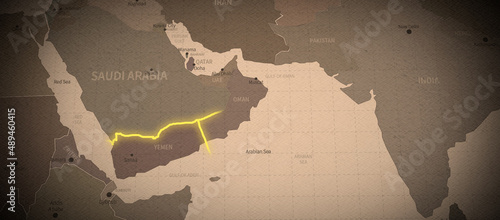 Illustration of the border dispute area between saudi arabia and yemen.