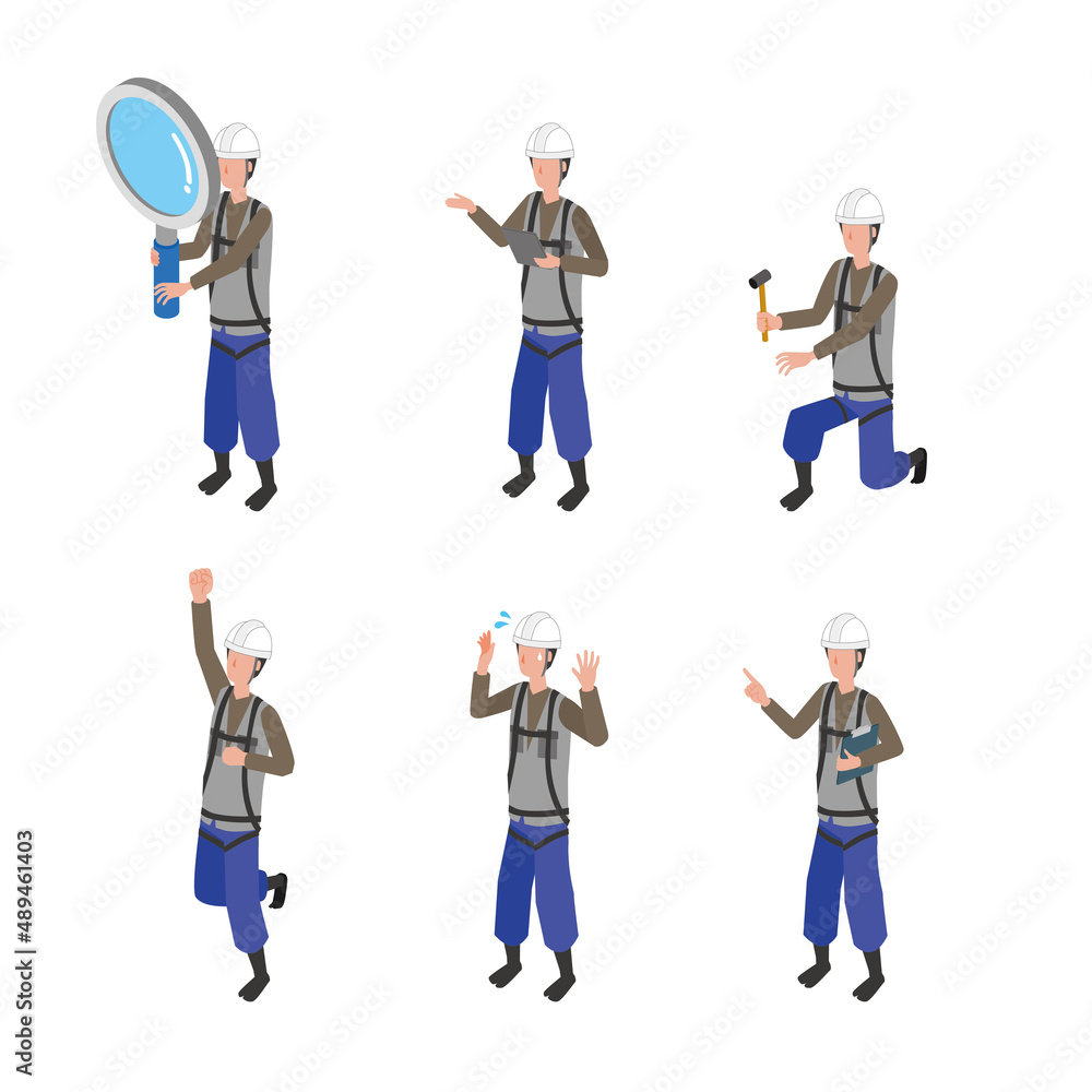 建設作業員のポーズイラストセット Stock Vector Adobe Stock 建設作業員のポーズイラストセット Stock Vector Adobe Stock