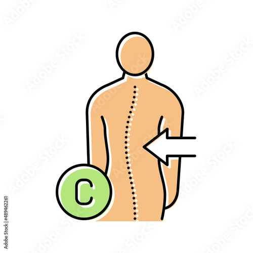 c-shaped scoliosis color icon vector illustration